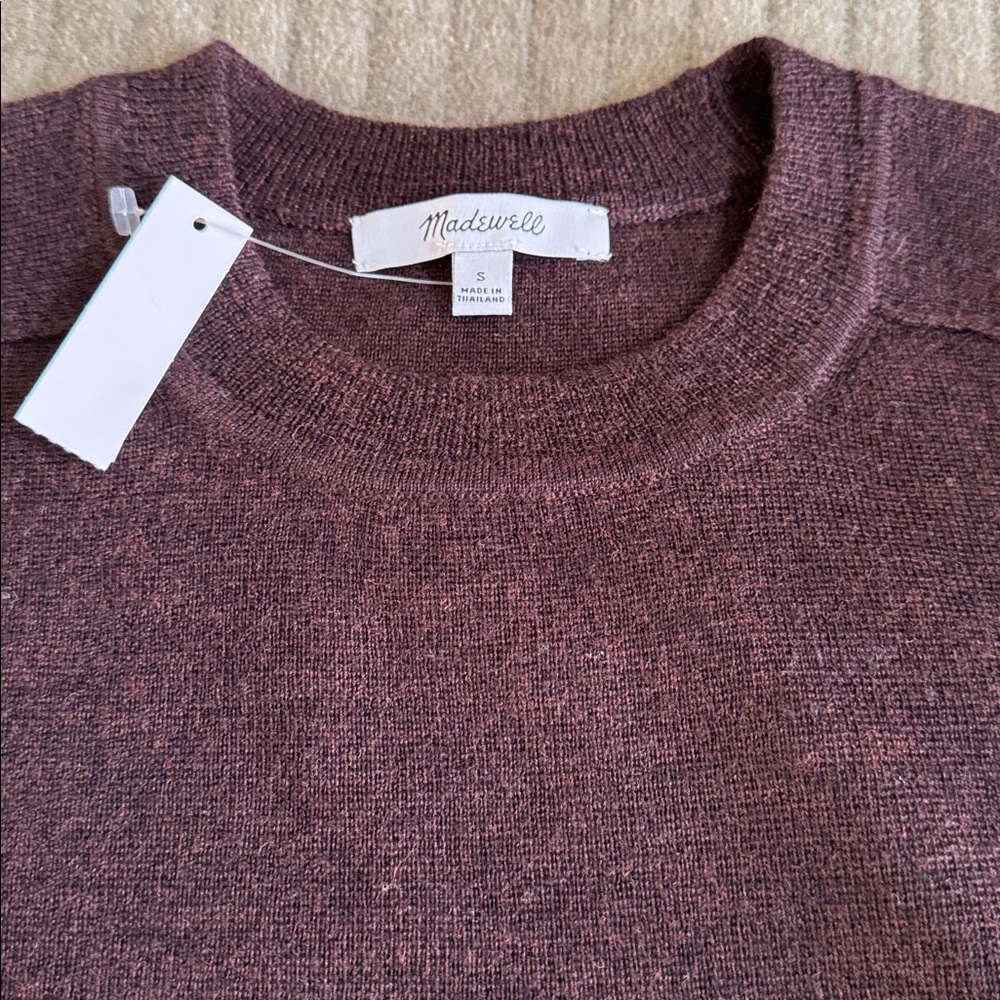 nwt merino wool pullover sweater in heather chocolate - Picture 3 of 9